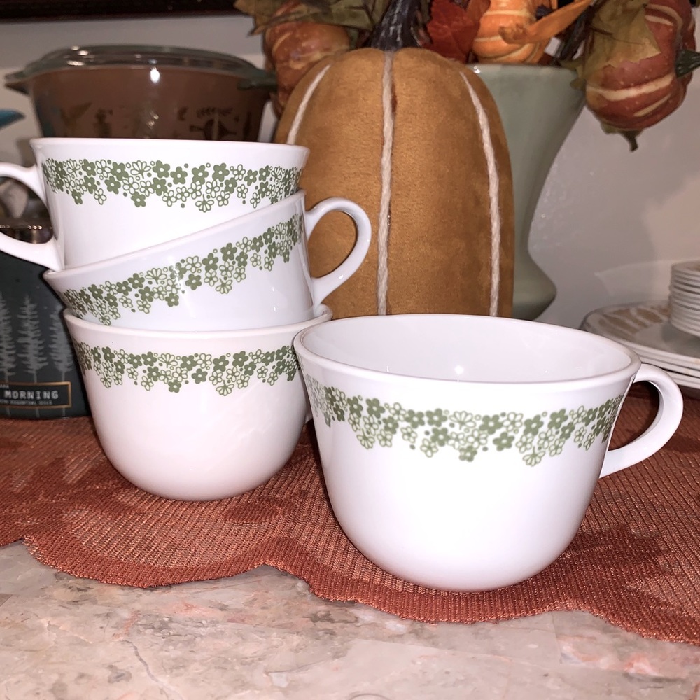 Corelle Spring Blossom Green Coffee Mugs